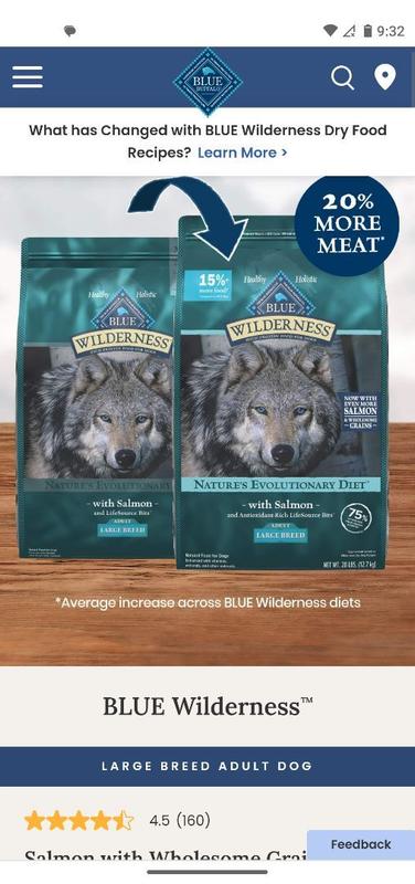 BLUE Wilderness Nature s Evolutionary Diet with Salmon for Large Breed Dogs Dry Food