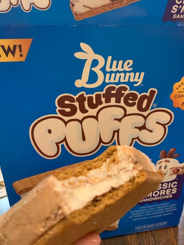 On Second Scoop: Ice Cream Reviews: Blue Bunny Stuffed Puffs Classic  S'mores Sandwiches