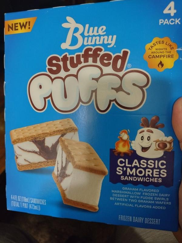 On Second Scoop: Ice Cream Reviews: Blue Bunny Stuffed Puffs Classic  S'mores Sandwiches