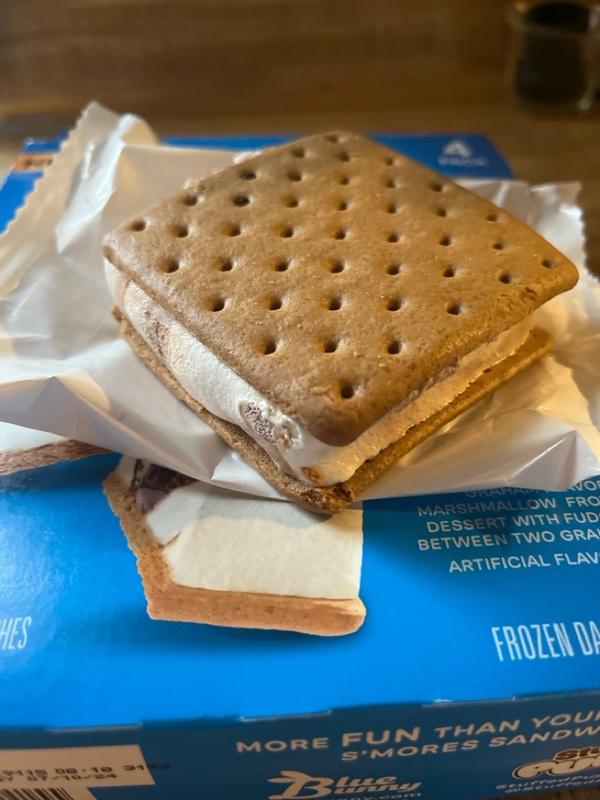 On Second Scoop: Ice Cream Reviews: Blue Bunny Stuffed Puffs Classic  S'mores Sandwiches