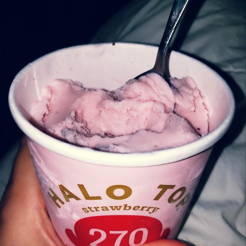 Halo Top Strawberry Light Ice Cream, 16 fl oz Pint 