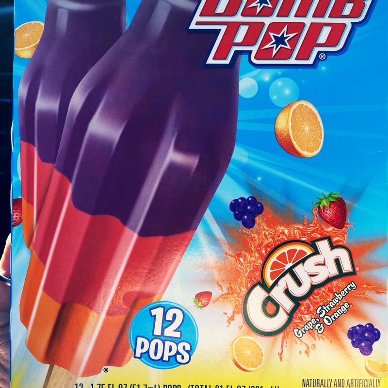 Pops glacés Popsicle Bombe Pop Jr. Cerise, Citron et Framboise Bleue 12  pops x 50 ml 