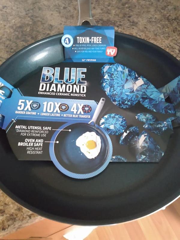 Blue Diamond Toxin Free Ceramic Nonstick Metal Utensil Open Frypan