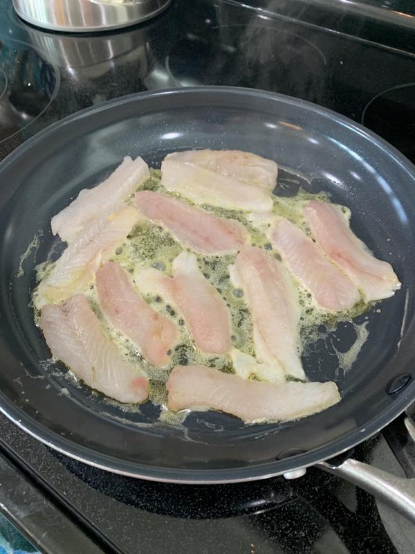 Cooking fish.  After about a minute