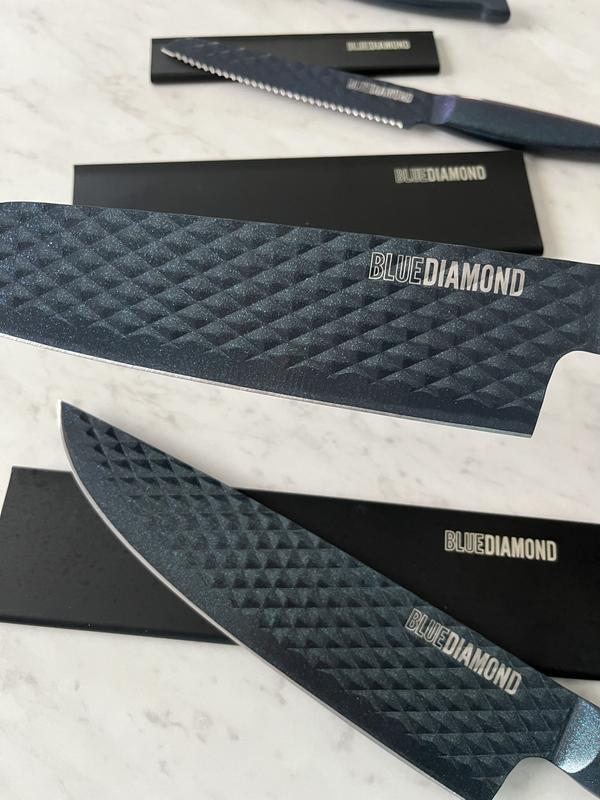 .com: Diamond Gourmet Diamond Sharp Knife Set - Blue Ceramic Coated  Diamond Infused Knife Set - As Seen on TV - Set of 4 knives with Bonus  Peeler: Home & Kitchen