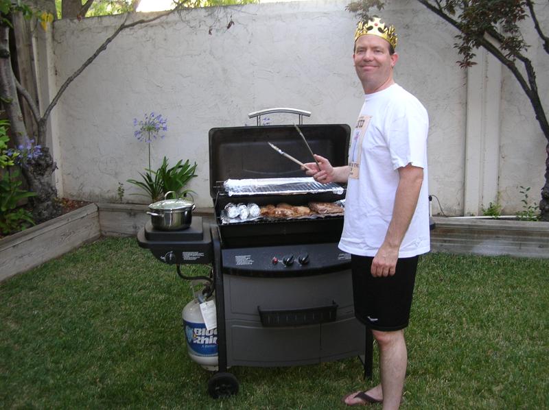 My son is king of the grill using Blue Rhino