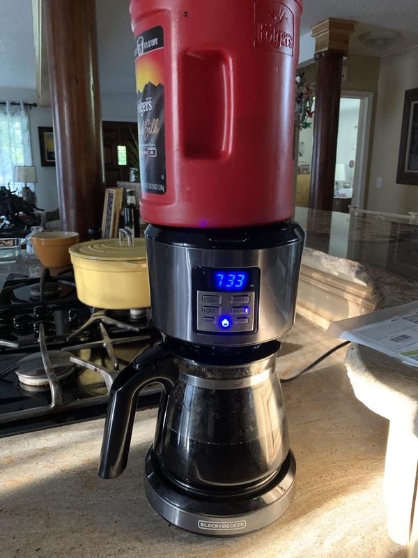 BLACK DECKER 12 Cup Black Stainless Steel Coffee Maker with VORTEX