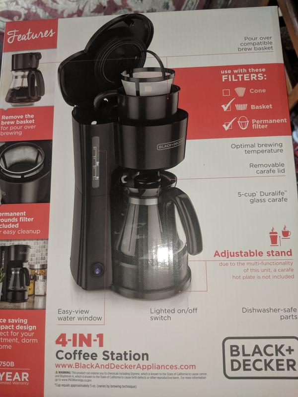 Black+decker - 4-in-1 5-Cup Coffeemaker - Black