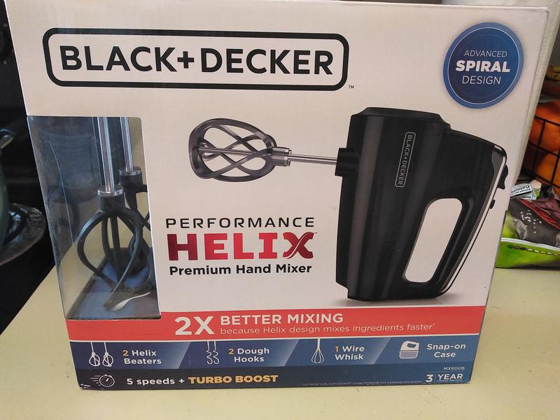 BLACK+DECKER Helix Performance Premium Hand Mixer, 5-Speed Mixer, Black,  MX610B