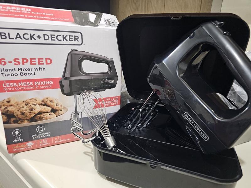 BLACK+DECKER 6-Speed Hand Mixer with Turbo Boost, Black, MX3200B, OPEN BOX,  NEW