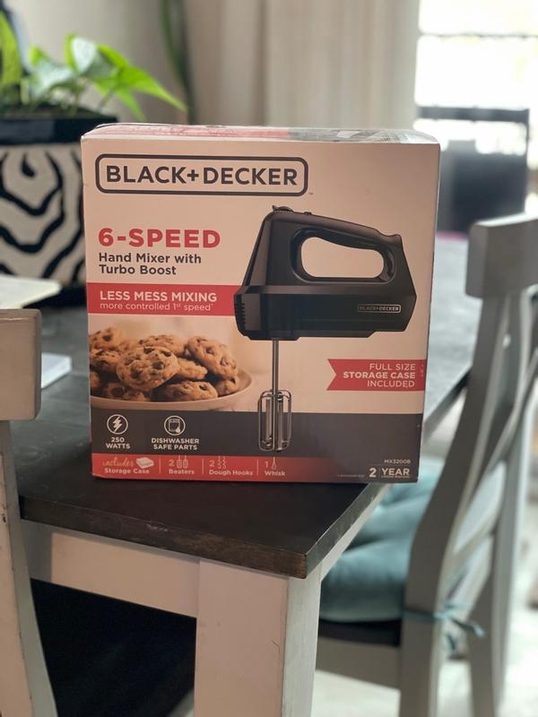 BLACK+DECKER 6-Speed Hand Mixer with Turbo Boost, Black, MX3200B, OPEN BOX,  NEW