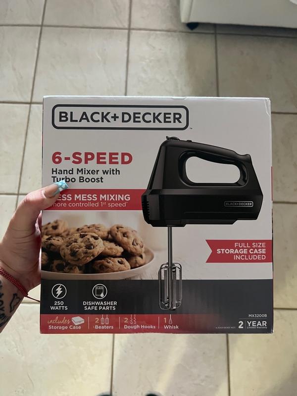Black & Decker 6-Speed Hand Mixer with Turbo Boost, Black