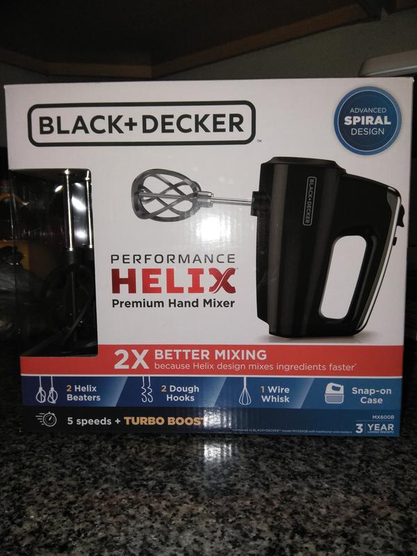  BLACK+DECKER MX600B Helix Performance Premium 5-Speed Hand  Mixer, 5 Attachments + Case, Black: Home & Kitchen