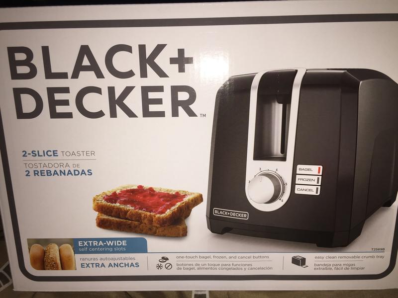 Black T2569B Square BLACK+DECKER 2-Slice Extra-Wide Slot Toaster 