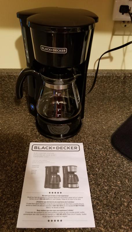 Black and Decker 4-in-1 Coffee Station 5-Cup Coffee Maker in Stainless Steel Black Black+decker