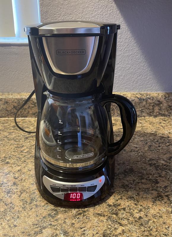 BLACK+DECKER 12-Cup Programmable Black Drip Coffee Maker with Glass Carafe,  Built-In Timer and Automatic Shut-Off DCM100B - The Home Depot
