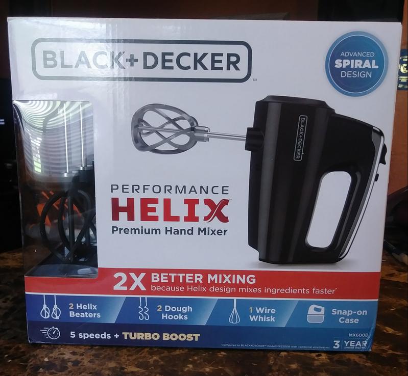  BLACK+DECKER MX600B Helix Performance Premium 5-Speed Hand  Mixer, 5 Attachments + Case, Black: Home & Kitchen