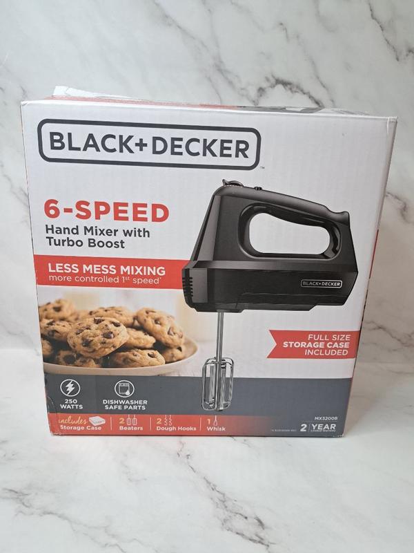 Black & Decker MX3200B 6 Speed Hand Mixer Slow Start No Mess + Storage Case