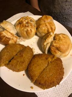Fried banh bao & fried crab cakes