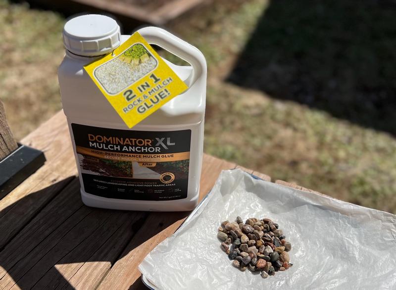 DOMINATOR 5 Gallons Clear Adhesive Rock, Pea, Gravel Mulch Glue in