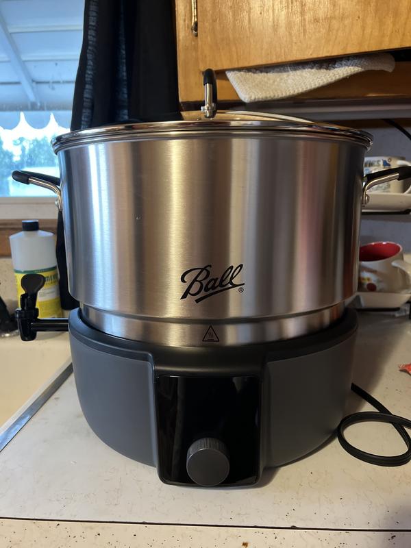 Electric water bath canner  Meet the electric water bath canner. I love  this tool. It has replaced my normal water bath canner because it frees up  my stovetop! I'll put the