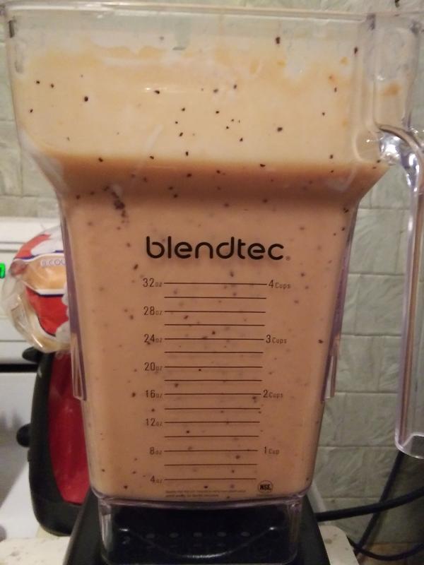 A Peach Blueberry Smoothie  I whipped up with what I had on hand.