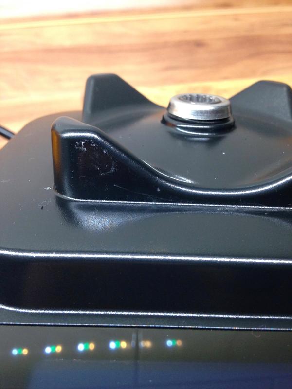 Scratched off plastic on the base.