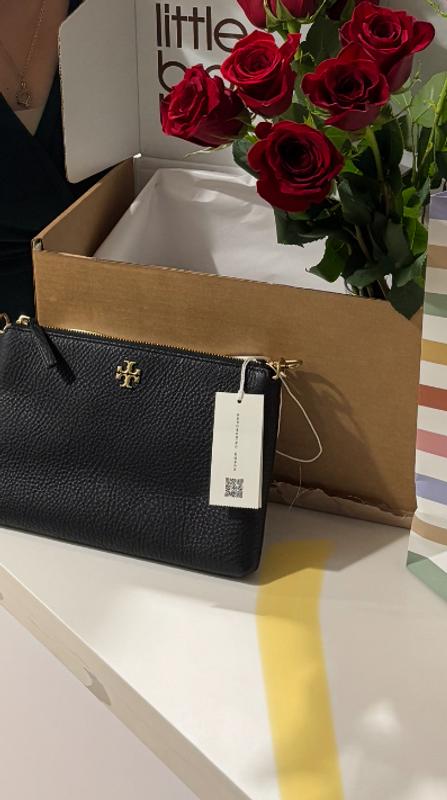 Tory Burch Kira Small Pebbled Leather Top-Zip Crossbody