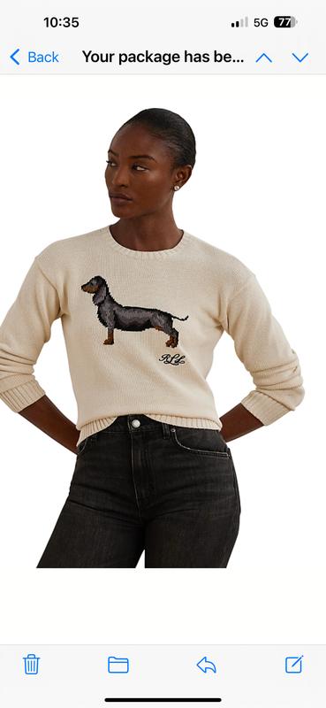 Intarsia Knit Dachshund Sweater