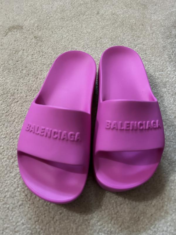 Pink balenciaga slides hot sale