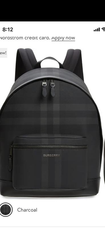 Burberry leather trim outlet london check backpack