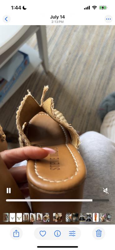 Steve Madden プラットフォーム サンダル Sunkissed SUNKISSED Raffia Platform Block Heel Studded Women's Sandal