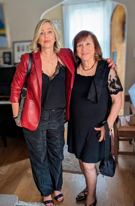 Me (& mom) in my new STAUD Pants