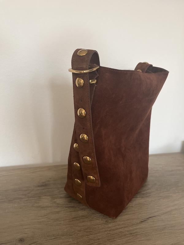 Madewell The Essentials Studded Suede Bucket Tote