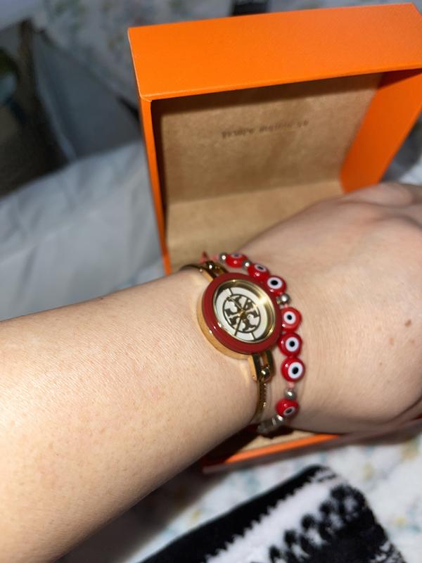 Tory Burch Women s Reva Gold Tone Stainless Steel Bangle Bracelet Watch 27mm Gift Set Macy s