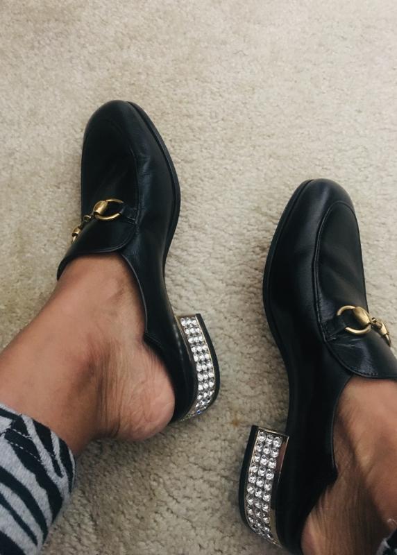 Gucci Women's Horsebit Leather & Crystal Heel Loafers