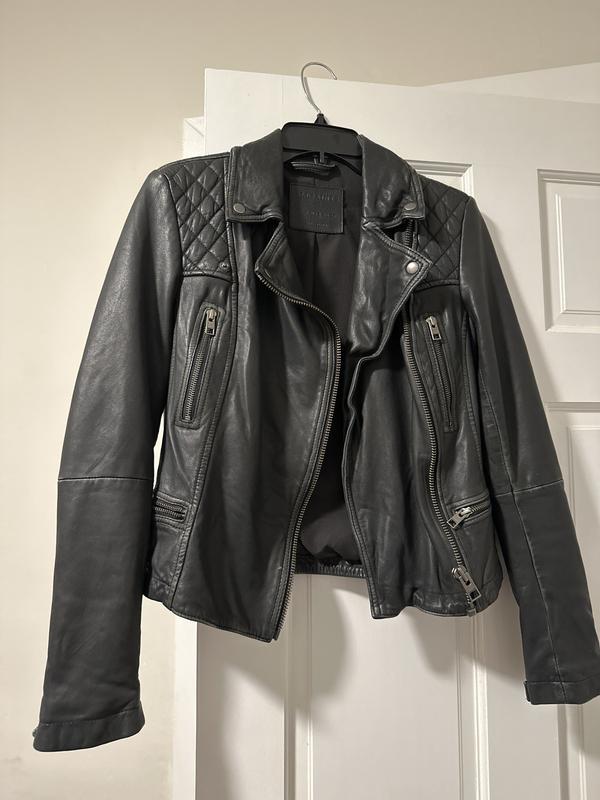 All saints outlet cargo leather jacket