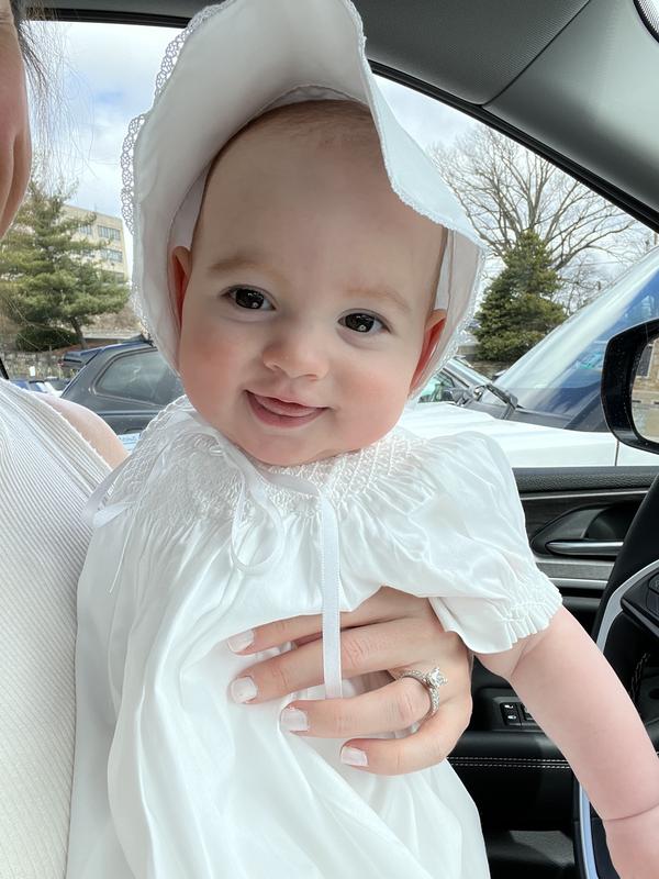 Kissy Kissy Girls Scalloped Christening Gown Bonnet Set Baby