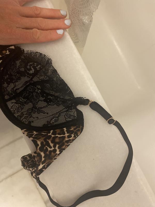 Black lace demi , leopard satin side, 32C