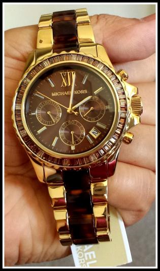 Michael Kors Women's Chronograph Everest Tortoise Acetate and Gold-Tone ...
