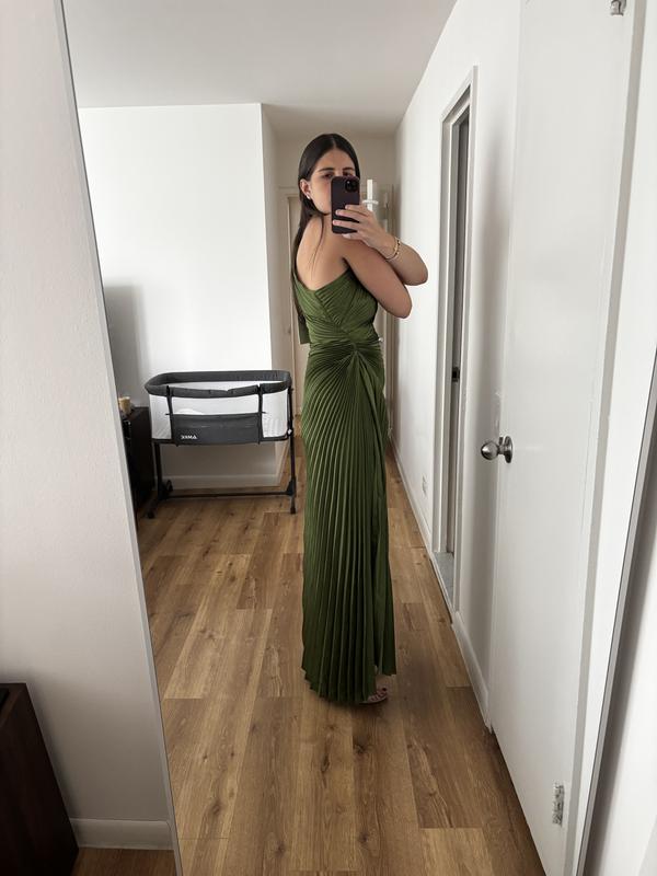 A.L.C. Lara Pleated One Shoulder Gown
