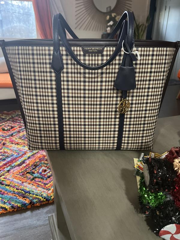 Tory burch plaid tote sale
