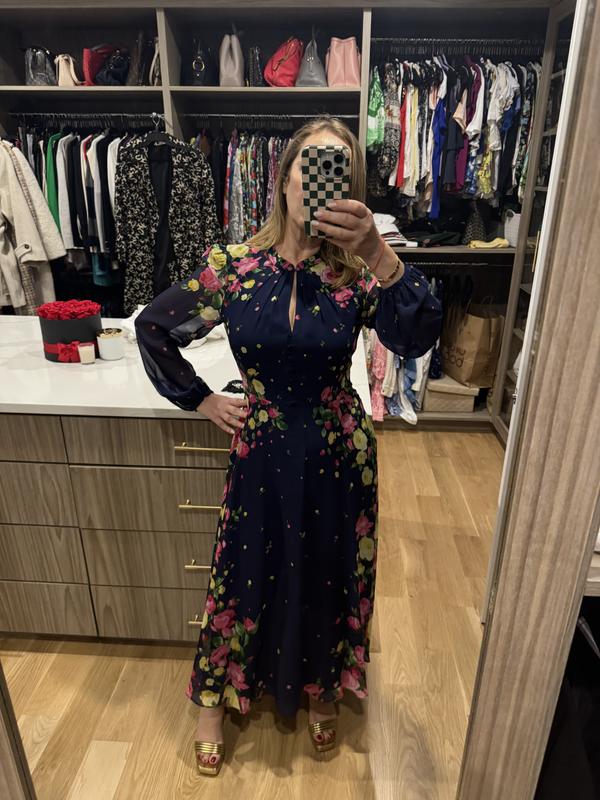 HOBBS LONDON Eva Floral Print Silk Midi Dress | Bloomingdale's