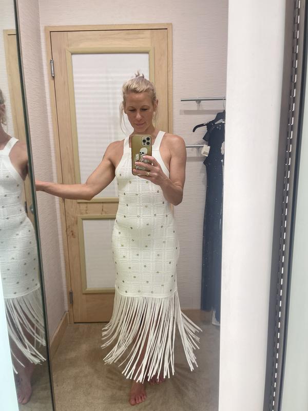 Sandro Pocca Embellished Knit Fringed Dress | Bloomingdale's Women