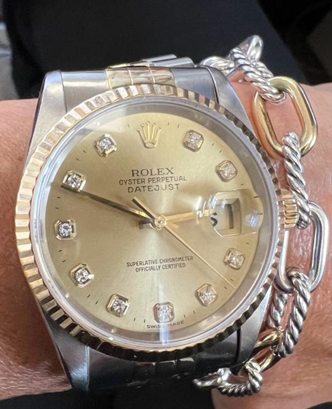 Two tone bracelet with two tone watch so elegant