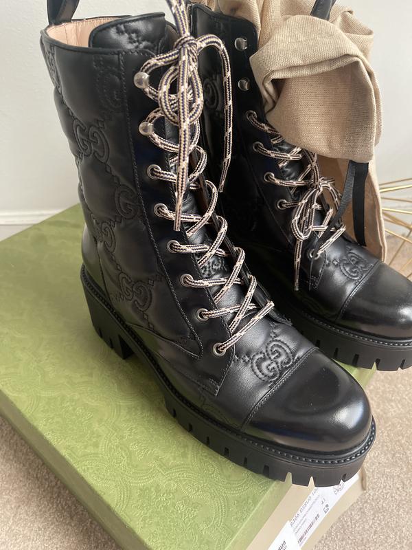 Gucci Women s GG Quilted Platform Combat Boots Bloomingdale s