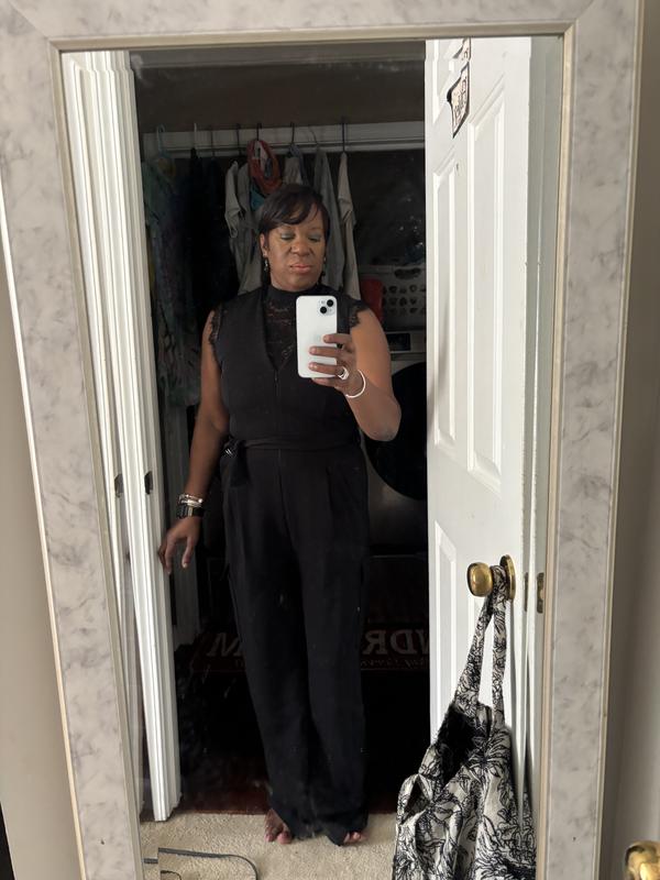 Mock Neck Lace Tank Top - Exclusive 