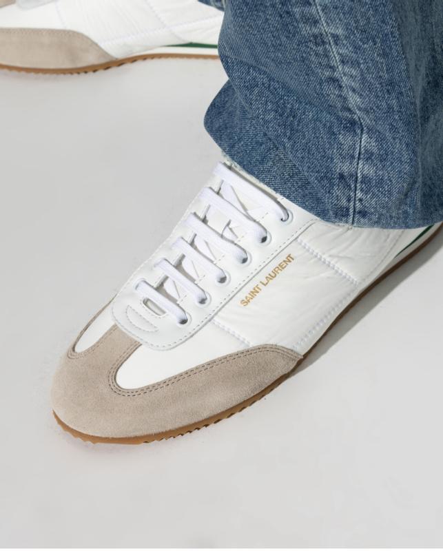 I really like these YSL sneakers. The white looks super clean and the green detail gives them just the right pop without being too much