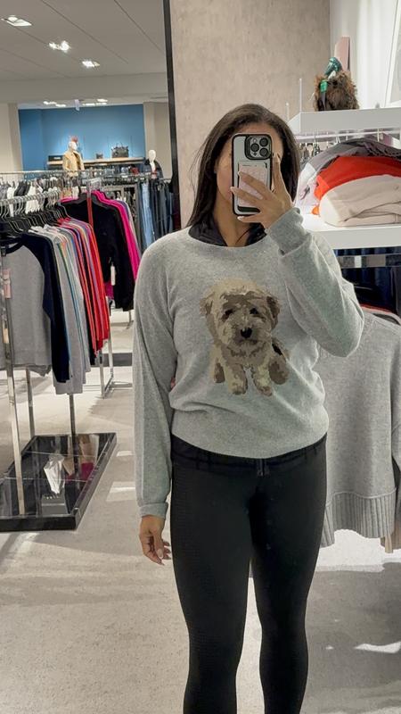 AQUA 100% Cashmere Doodle Dog Crewneck Sweater - Exclusive