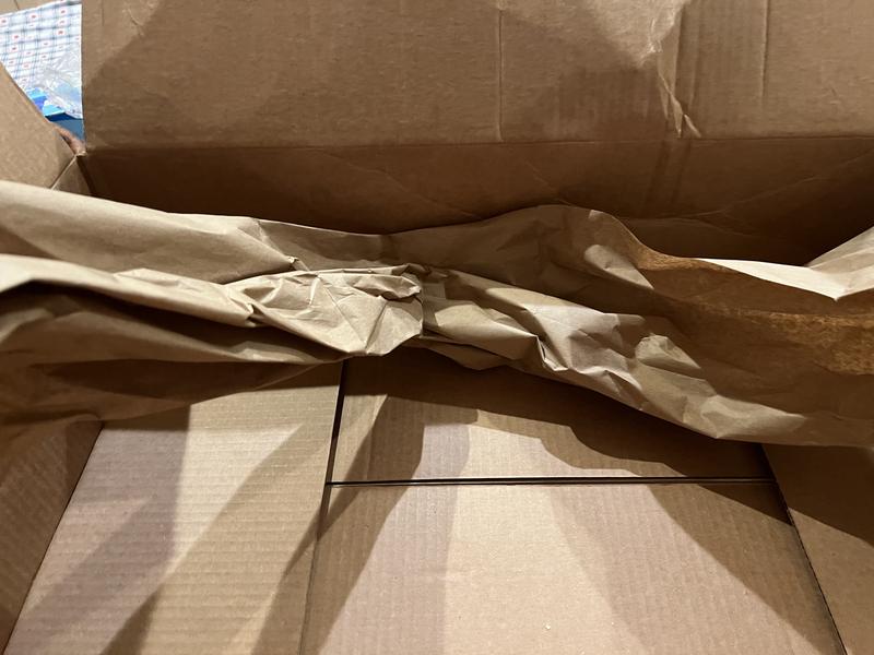 Beautiful Vietre platter in pieces, shipping box with one piece of brown paper for cushion!